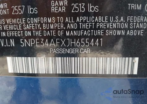 2018 Hyundai Sonata Sel из США, поврежденный, VIN 5NPE34AFXJH655441